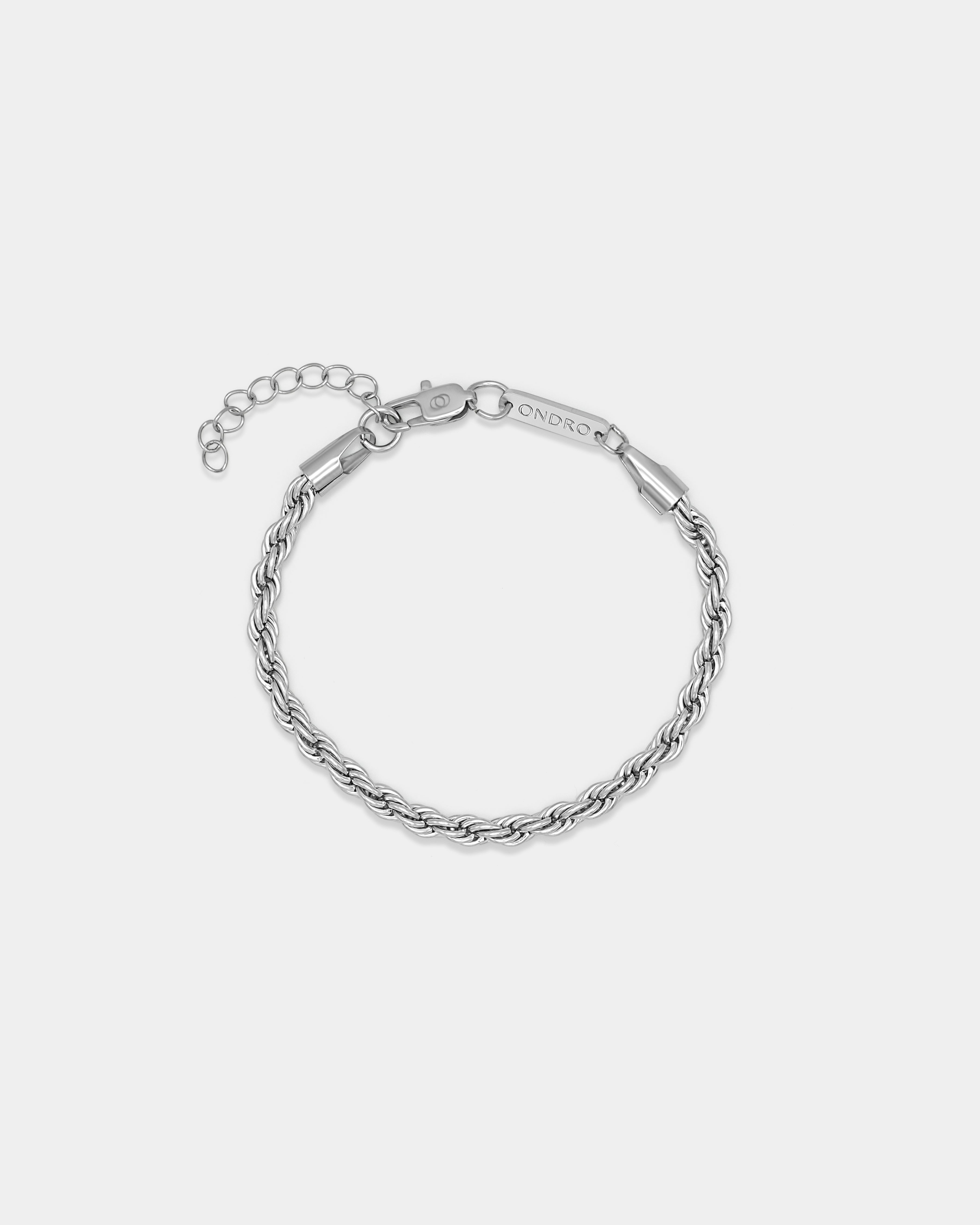 Herren Armband aus Edelstahl Dünn, Silber, Rope design Männer