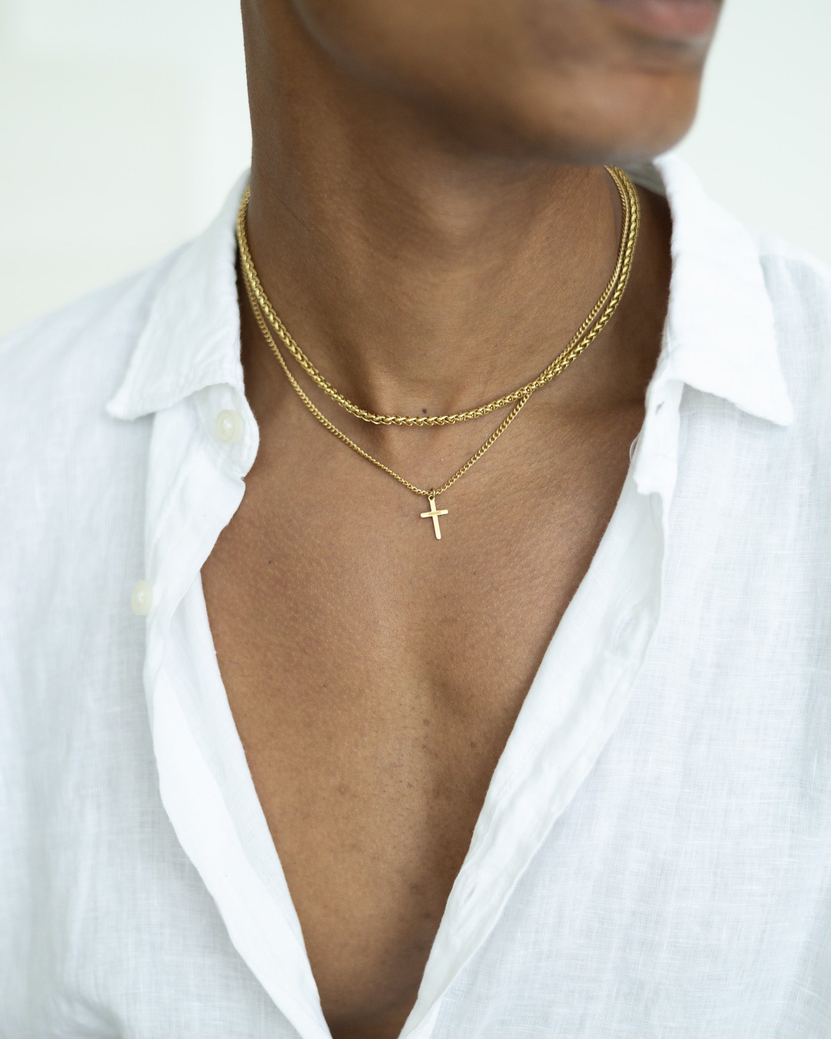 Basic Cross Halskette - Gold