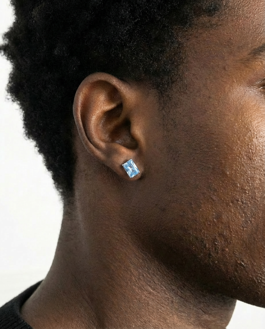Diamond Baguette Ohrring - BabyBlue - Set
