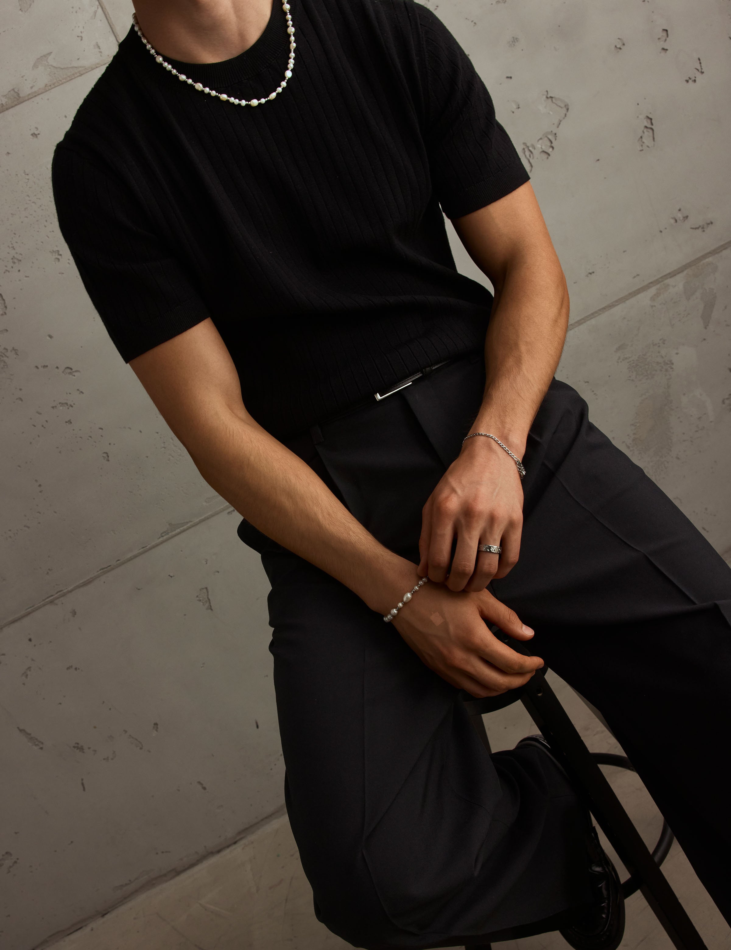 Perlen || ||  Look: Unregular Mix Halskette & Armband. Figaro 3mm Armband + Grano Ring.
