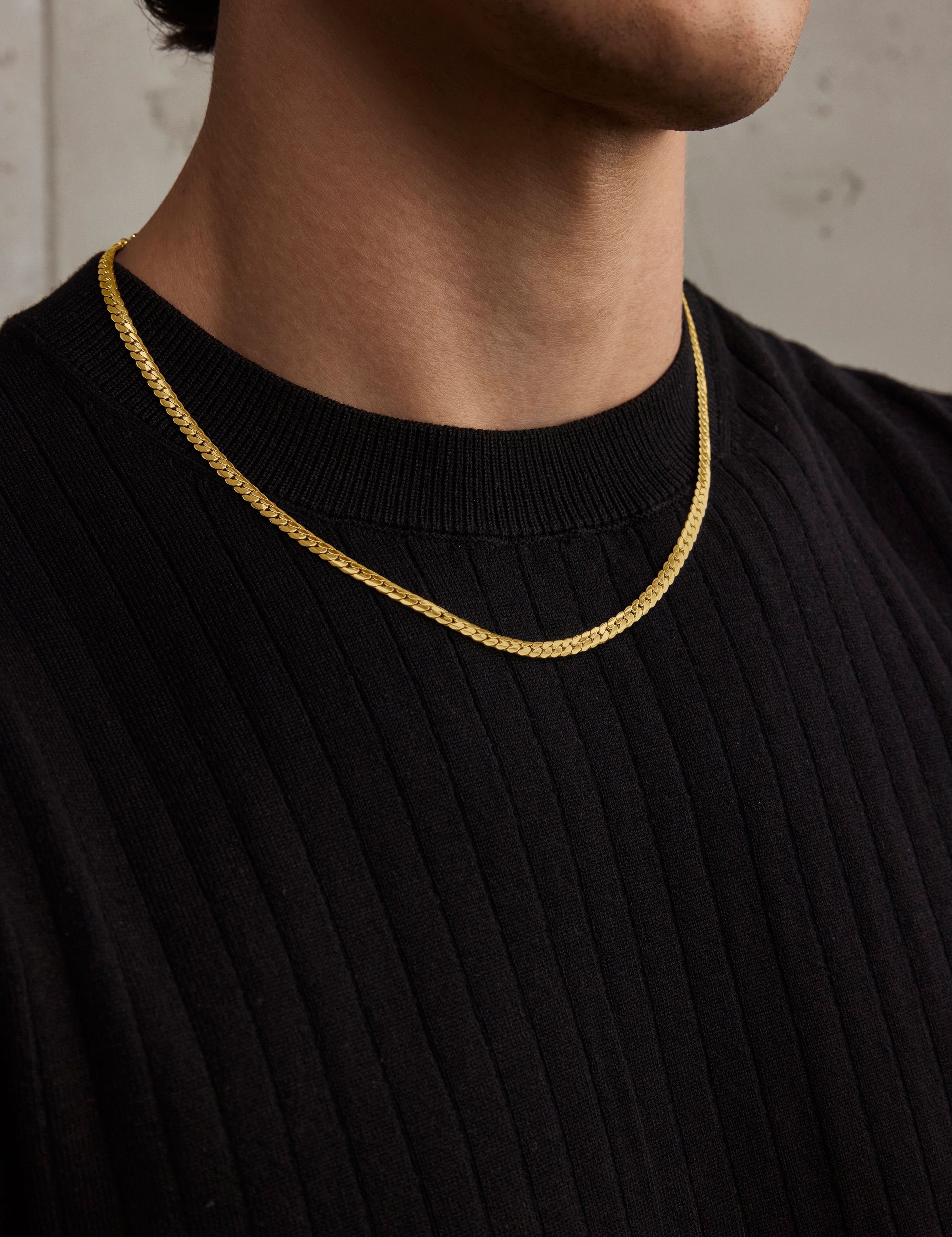 Flat Cuban Halskette 4mm Gold