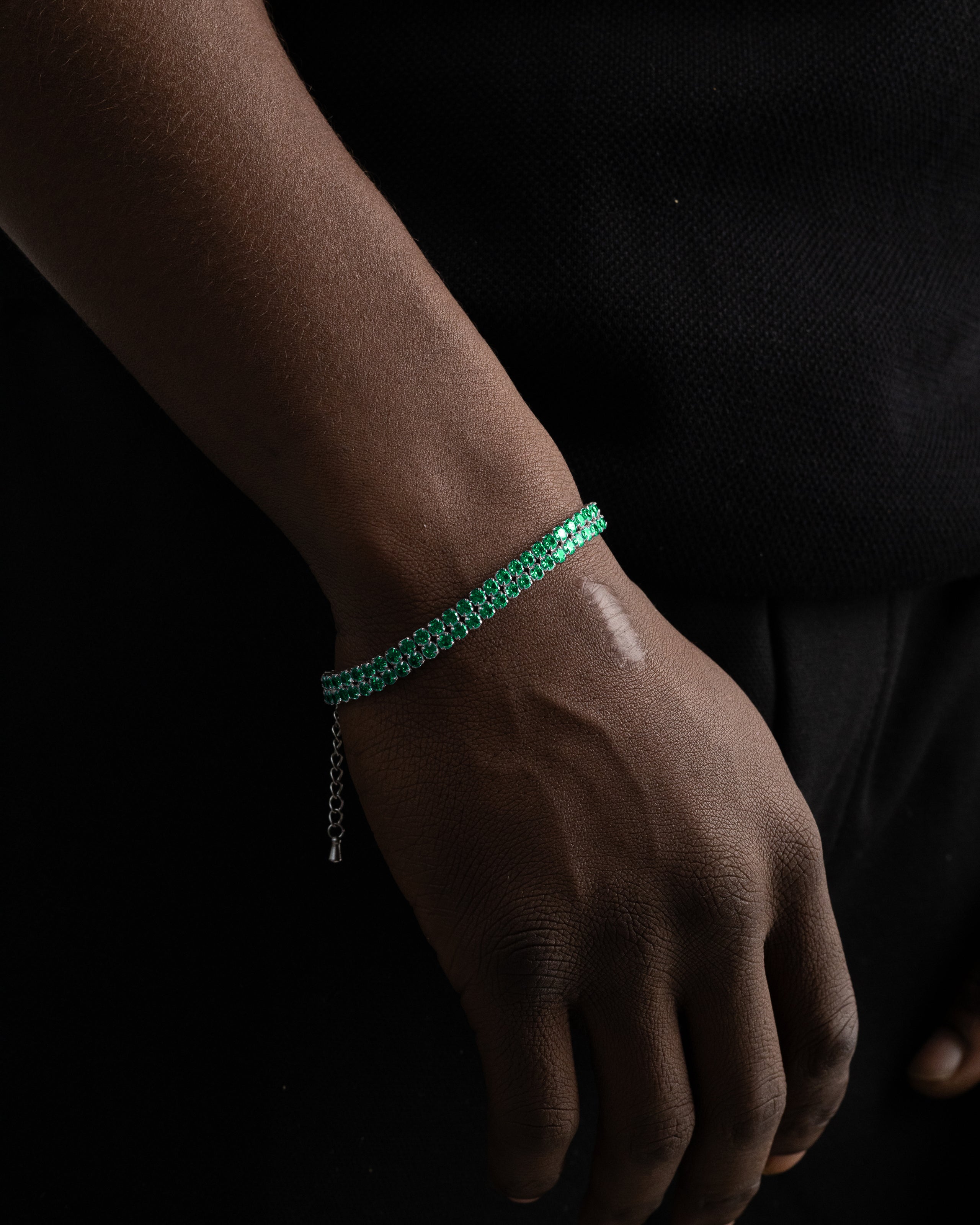 Ice Double Line Armband - Smaragd Grün